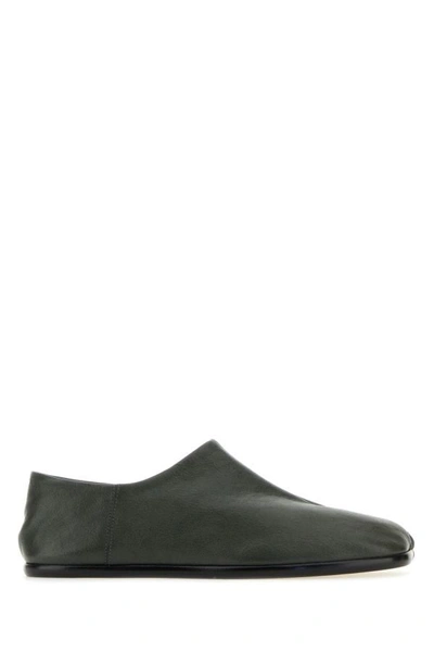Shop Maison Margiela Man Dark Grey Leather Tabi Loafers In Gray