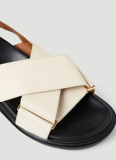 Shop Marni Women Fussbett Leather Sandals In White