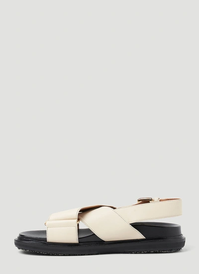 Shop Marni Women Fussbett Leather Sandals In White