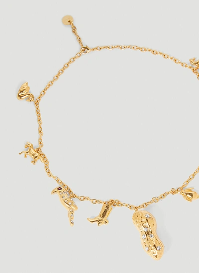 Shop Marni Women Mixed Charms Chain Necklace In Gold