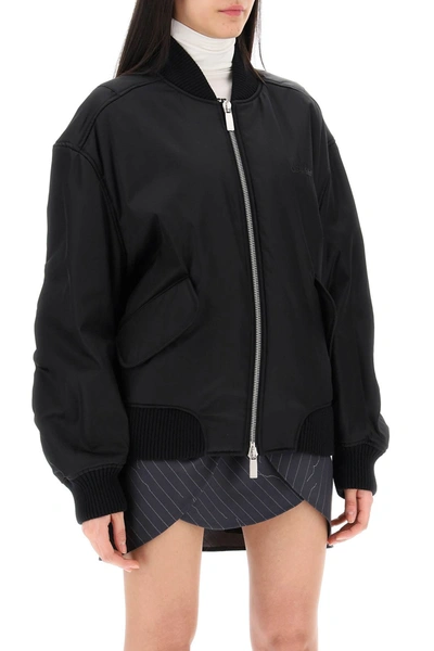 Shop Off-white Nylon Twill Bomber Jacket Women In Black