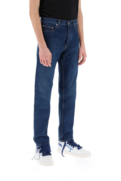 Shop Off-white Regular Jeans With Tapered Cut Men In Blue
