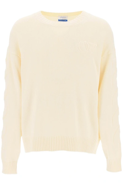 Shop Off-white Sweater With Embossed Diagonal Motif Men In Multicolor