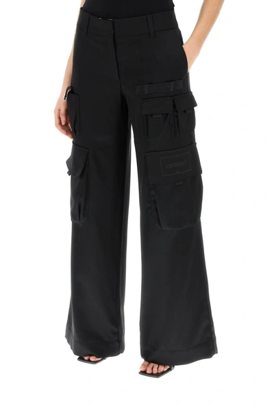 Shop Off-white Toybox Cargo Pants In Satin Women In Black
