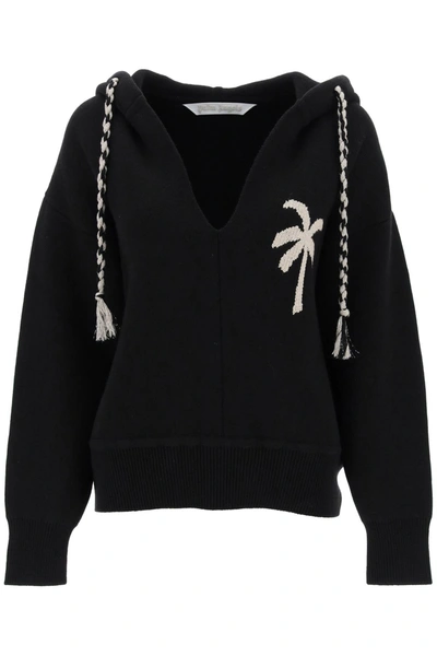 Shop Palm Angels Palm Knitted Hoodie Women In Black