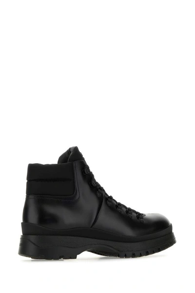 Shop Prada Men Re-nylon And Leather Brixxen Ankle Boots In Black