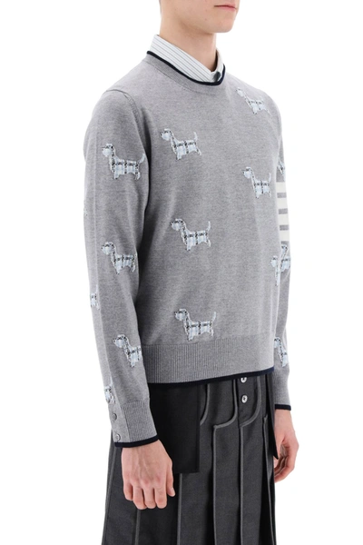 Shop Thom Browne 4-bar Sweater With Hector Pattern Men In Gray