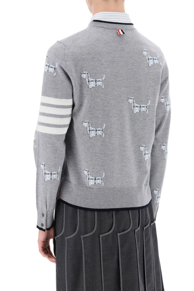 Shop Thom Browne 4-bar Sweater With Hector Pattern Men In Gray