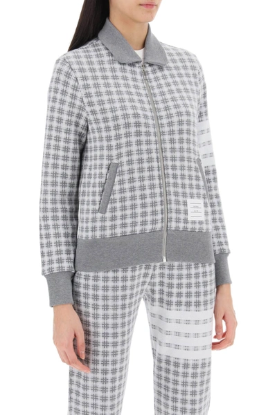 Shop Thom Browne 4-bar Sweatshirt In Check Knit Women In Gray