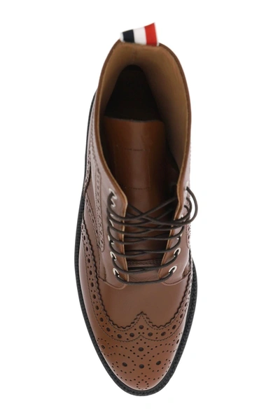 Thom Browne Wingtip Ankle Boots With Brogue Details In Brown