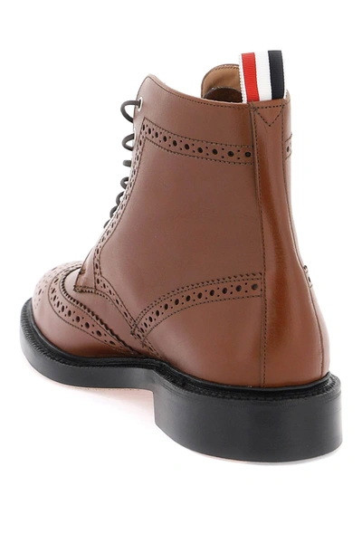 Thom Browne Wingtip Ankle Boots With Brogue Details In Brown