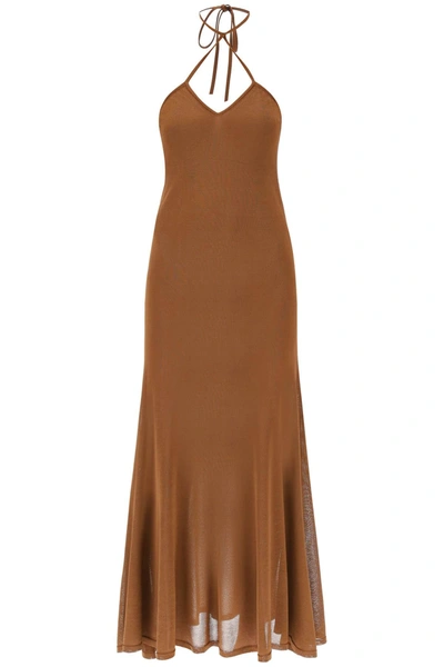 Shop Tom Ford Knitted Halterneck Maxi Dress Women In Brown