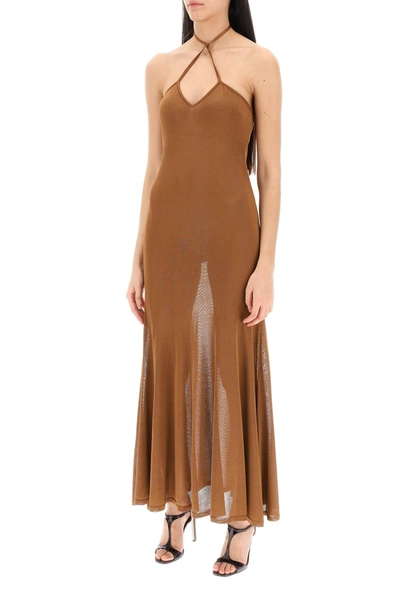 Shop Tom Ford Knitted Halterneck Maxi Dress Women In Brown