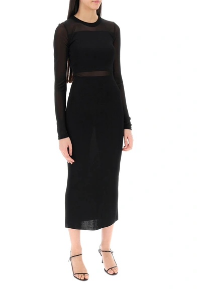 Shop Totême Toteme Semi-sheer Knitted Dress Women In Black