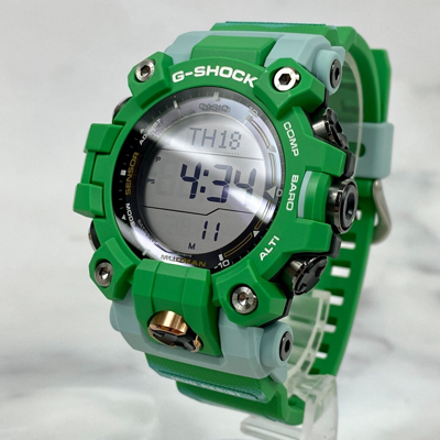 Pre-owned Casio G-shock Mudman Gw-9500kj-3jr Earthwatch Green Solar Mens Watch Japan