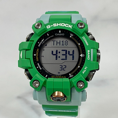 Pre-owned Casio G-shock Mudman Gw-9500kj-3jr Earthwatch Green Solar Mens Watch Japan
