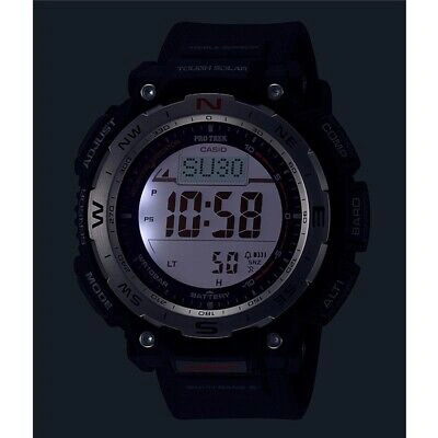Pre-owned Casio Pro Trek Prw-3400-1jf Black Dual-layer Lcd Men's Watch In Box