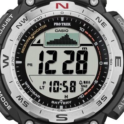 Pre-owned Casio Pro Trek Prw-3400-1jf Black Dual-layer Lcd Men's Watch In Box