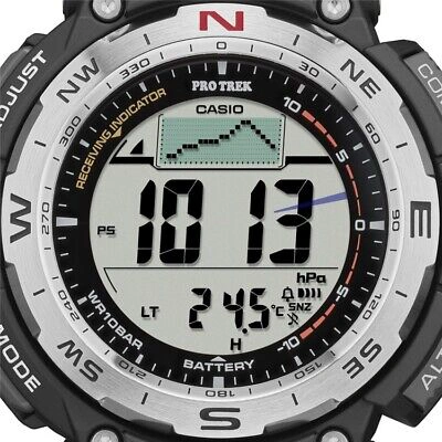 Pre-owned Casio Pro Trek Prw-3400-1jf Black Dual-layer Lcd Men's Watch In Box