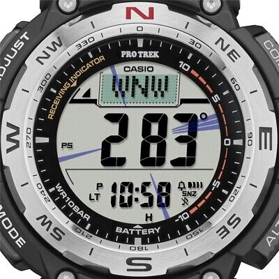 Pre-owned Casio Pro Trek Prw-3400-1jf Black Dual-layer Lcd Men's Watch In Box