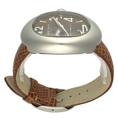 Pre-owned Locman Ladies  Nuovo Brown Snake Leather Sapphire Quartz Watch Ref 020, 33x46mm