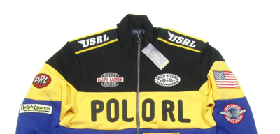 Pre-owned Ralph Lauren Polo  Men's Black Multi Racing Track Jacket