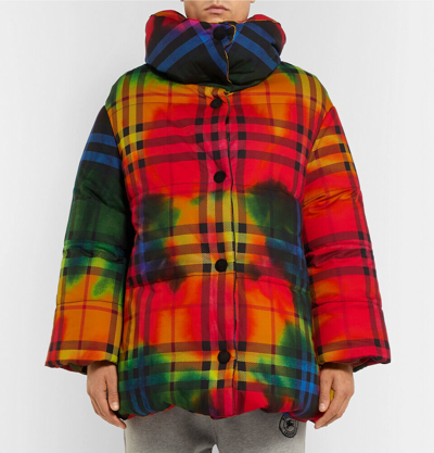 Pre-owned Burberry Sold Out  Oversized Checked Cotton Down Jacket Rainbow It 48 Medium
