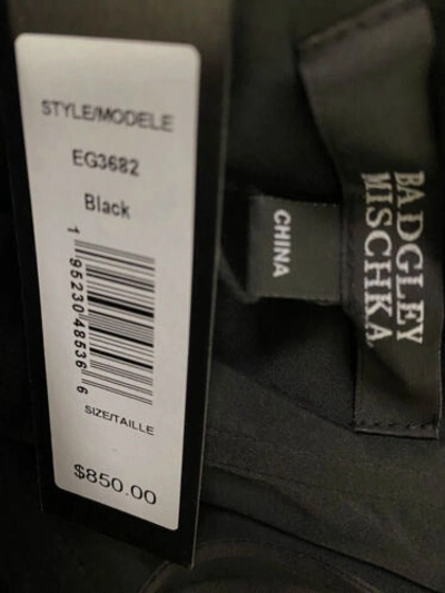 Pre-owned Badgley Mischka $850  Women's Black Sequin Off-shoulder Column Gown Dress Size 4