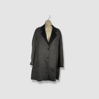 Pre-owned Neiman Marcus $1450  Women Gray Double-faced Cashmere Coat Size Large