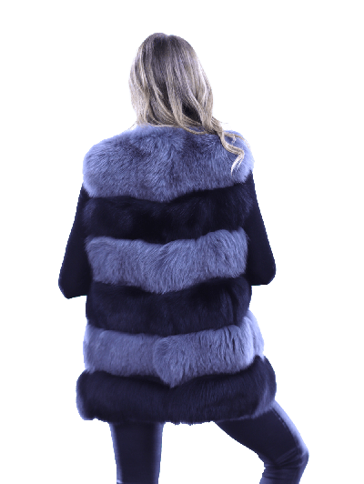 Pre-owned La Fiorentina Women's Two Tone Genuine Dyed Fox Fur Vest - M/l In Multicolor