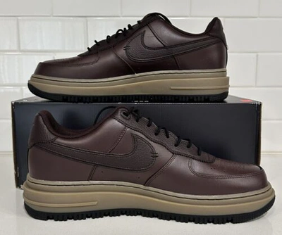 Pre-owned Nike Air Force 1 Luxe Brown Basalt Black Leather Mens Sz 14 Dn2451-200 No Boxlid