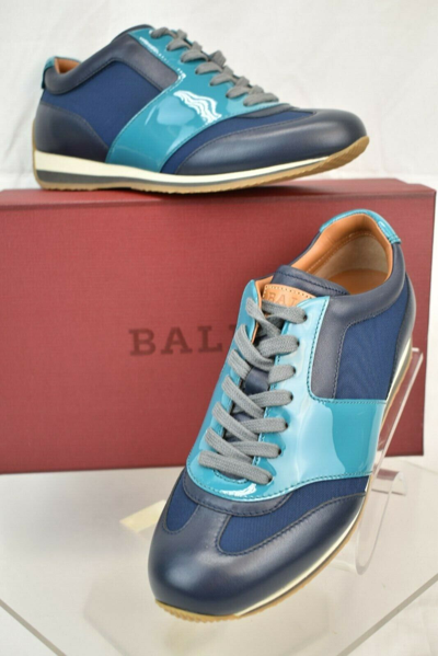 Pre-owned Bally Aleana Marine Canvas Leather Logo Contrast Platform Sneakers Us 9 In Multicolor