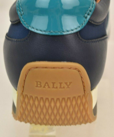 Pre-owned Bally Aleana Marine Canvas Leather Logo Contrast Platform Sneakers Us 9 In Multicolor