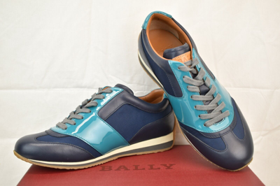 Pre-owned Bally Aleana Marine Canvas Leather Logo Contrast Platform Sneakers Us 9 In Multicolor