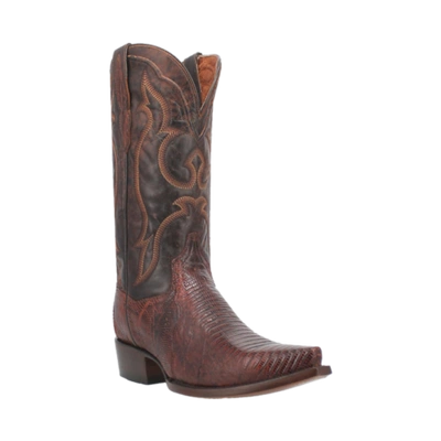 Pre-owned Dan Post Men's Hearst Cognac Lizard Snip Toe Western Boots Dp3078 In Brown