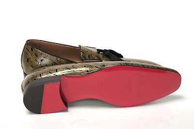 Pre-owned Christian Louboutin Black/gold Officialito Flat Shoes In Multicolor