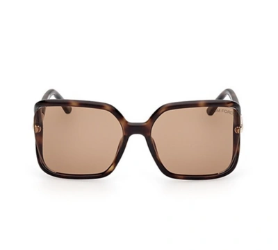 Pre-owned Tom Ford Ft1089-52e-60 Havana Sunglasses In Brown