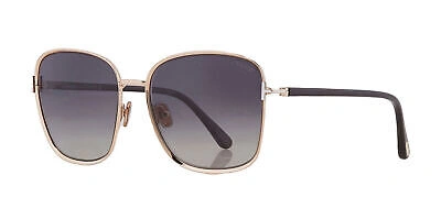 Pre-owned Tom Ford Ft1029-28d-57 Shiny Rose Gold Sunglasses In Gray