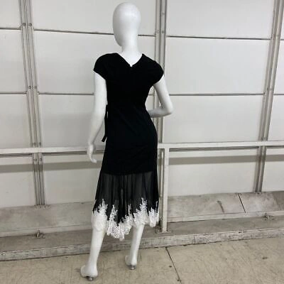 Pre-owned 3.1 Phillip Lim Lace-trim Midi Dress Women's Size 4 Black