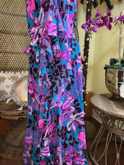 Pre-owned Lilly Pulitzer Monnae Silk Maxi Caftan Orchis You Not $498 Size L/xl In Multicolor