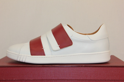 Pre-owned Bally Willet White Red Leather Logo Swiss Sneakers 9.5 Us 42.5 Italy In White/red