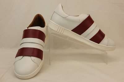 BALLY Pre-owned Willet White Red Leather Logo Swiss Sneakers 9.5 Us 42.5 Italy In White/red