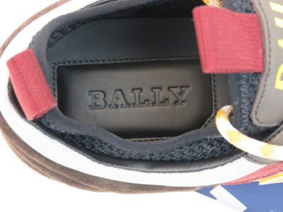 Pre-owned Bally Glick Black Red White Fabric Brown Leather Logo Low Sneakers 8.5 Us 41.5
