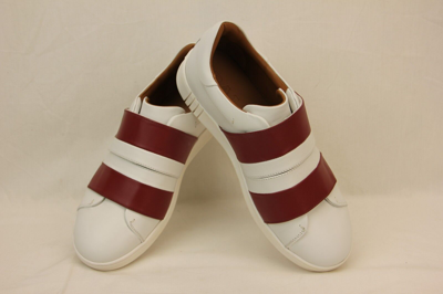 Pre-owned Bally Willet White Red Leather Logo Swiss Sneakers 9.5 Us 42.5 Italy In White/red
