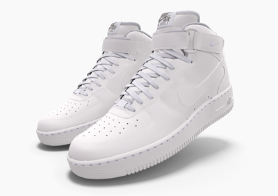 NIKE Pre-owned $215 Mens  Air Force 1 Mid Custom All White Premium Leather Bb Shoes
