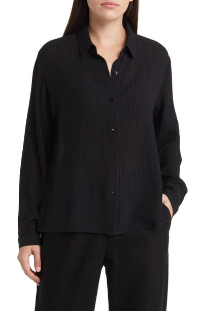 Shop Eileen Fisher Texture Shirt In Black