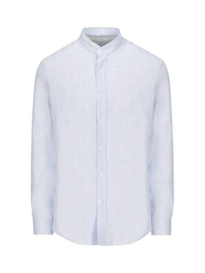 Shop Brunello Cucinelli Long-sleeved Buttoned Shirt In Acqua