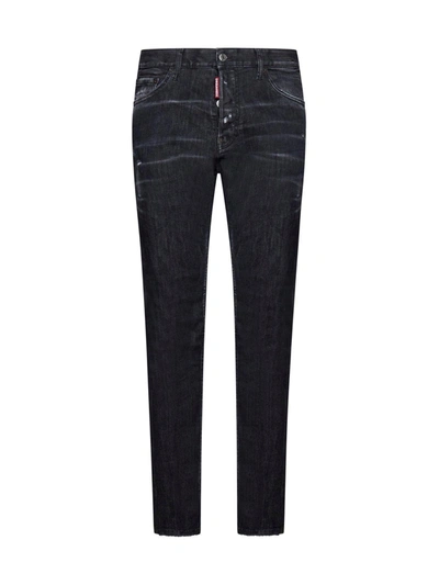 Shop Dsquared2 Distressed Straight-leg Jeans In Black