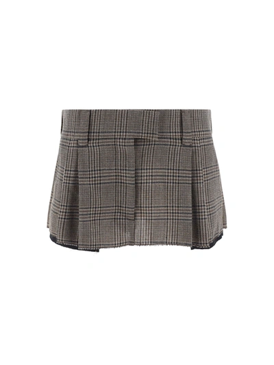 Shop Miu Miu Mini Skirt In Brown