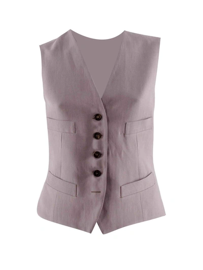 Shop Brunello Cucinelli Buttoned Vest In Beige